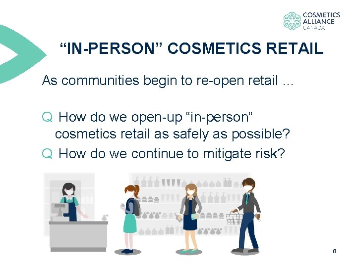 “IN-PERSON” COSMETICS RETAIL As communities begin to re-open retail … Q How do we