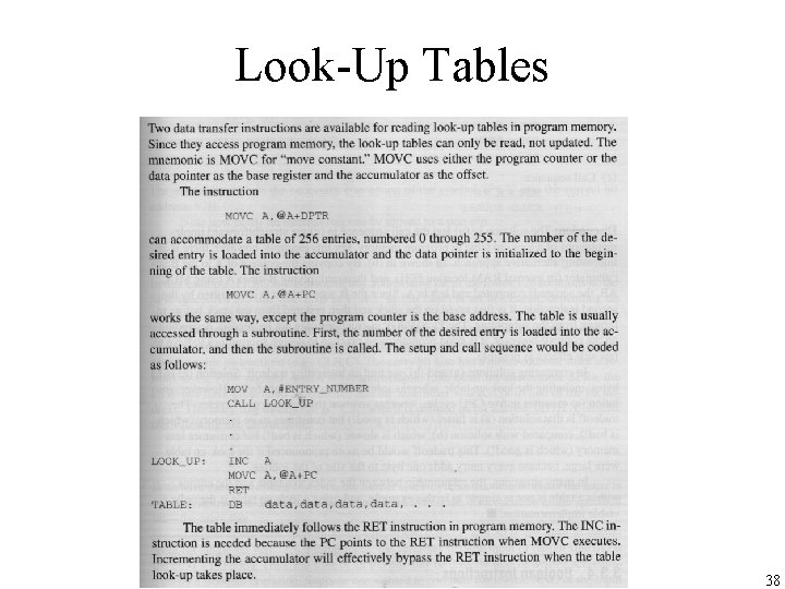 Look-Up Tables 38 Look-Up Tables 38