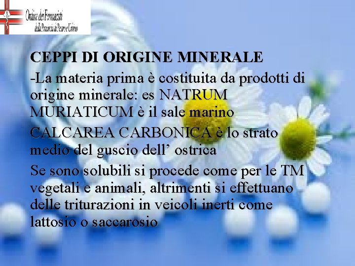 CEPPI DI ORIGINE MINERALE -La materia prima è costituita da prodotti di origine minerale: