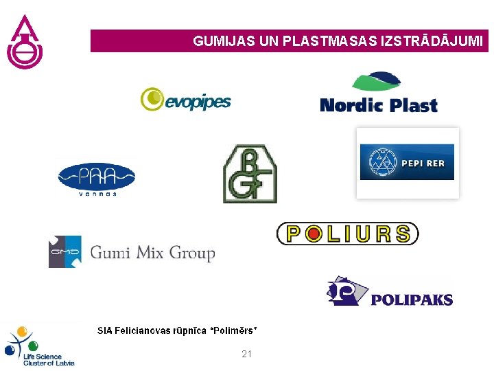 GUMIJAS UN PLASTMASAS IZSTRĀDĀJUMI 21 