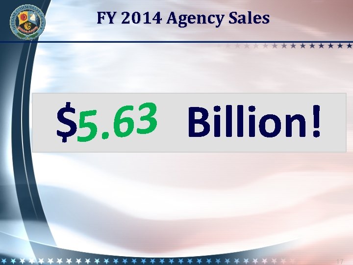 FY 2014 Agency Sales $5. 63 Billion! 17 