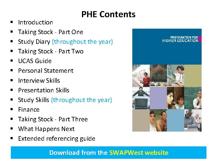 § § § § PHE Contents Introduction Taking Stock - Part One Study Diary