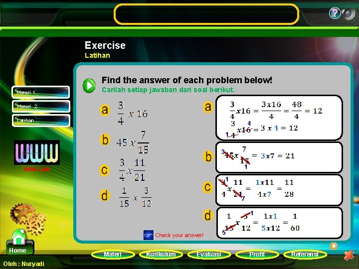 ? Exercise Latihan Find the answer of each problem below! Materi 1 Carilah setiap