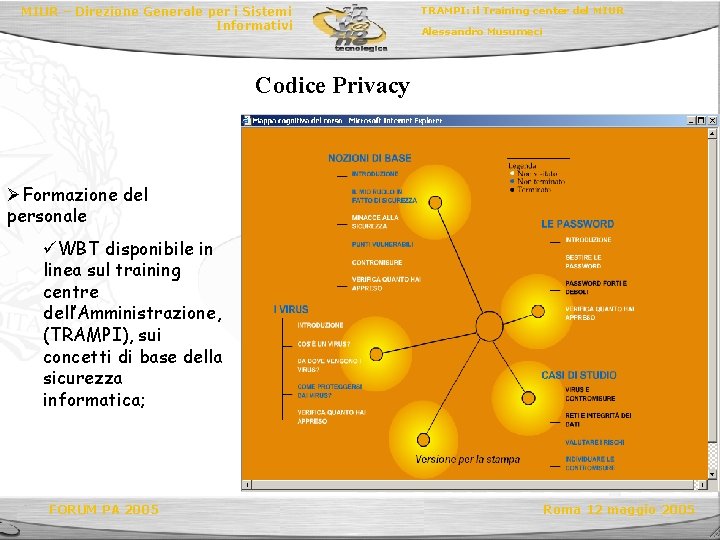 MIUR – Direzione Generale per i Sistemi Informativi TRAMPI: il Training center del MIUR