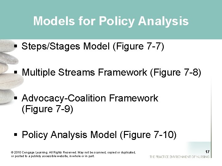 Models for Policy Analysis § Steps/Stages Model (Figure 7 -7) § Multiple Streams Framework