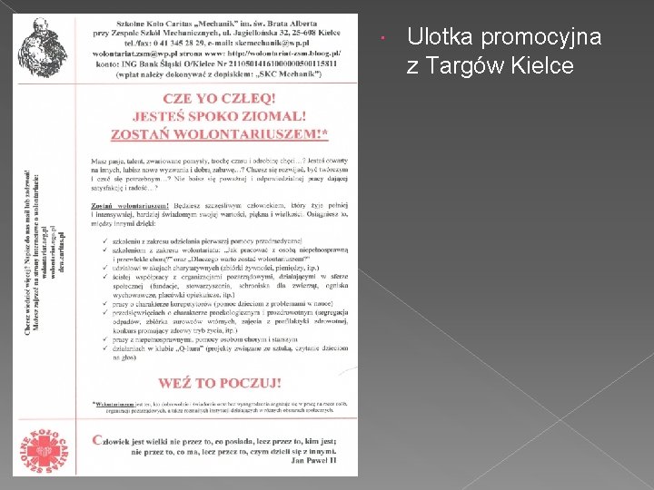  Ulotka promocyjna z Targów Kielce 