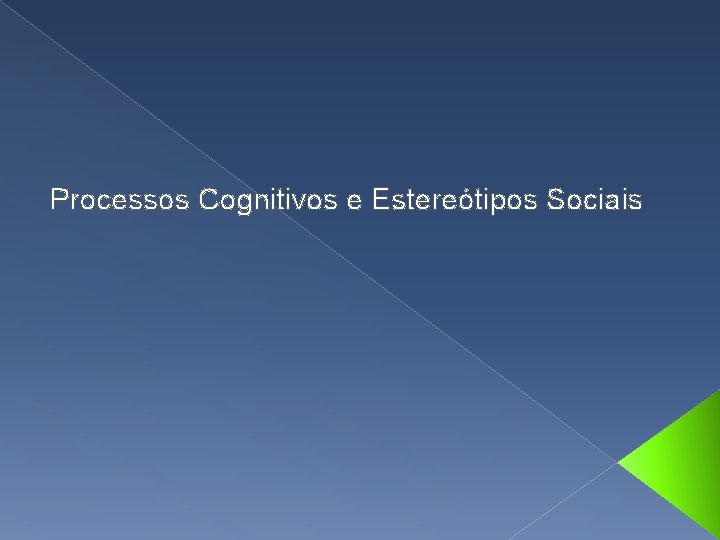 Processos Cognitivos e Estereótipos Sociais Processos Cognitivos e Estereótipos Sociais