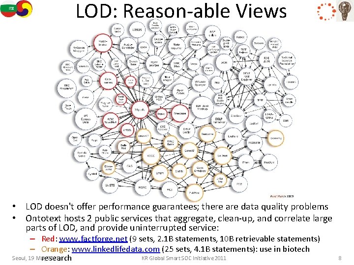 LOD: Reason-able Views • LOD doesn't offer performance guarantees; there are data quality problems