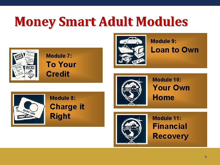 Money Smart Adult Modules Module 9: Module 7: To Your Credit Loan to Own