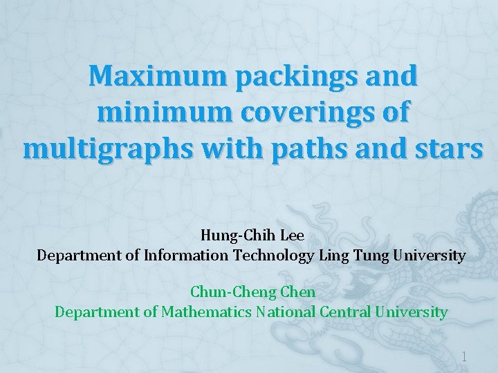 Maximum packings and minimum coverings of multigraphs with paths and stars Hung-Chih Lee Department