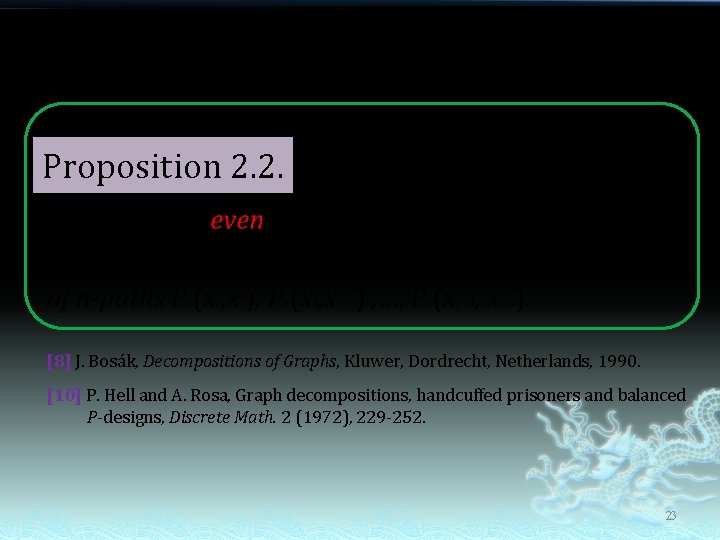 Proposition 2. 2. [8] J. Bosák, Decompositions of Graphs, Kluwer, Dordrecht, Netherlands, 1990. [10]