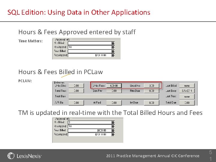 SQL Edition: Using Data in Other Applications Hours & Fees Approved entered by staff