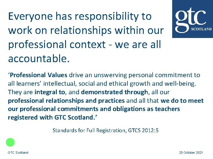 Everyone has responsibility to work on relationships within our professional context - we are