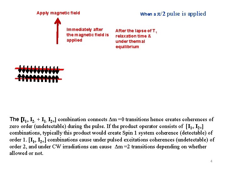 Apply magnetic field Immediately after the magnetic field is applied When a π/2 pulse