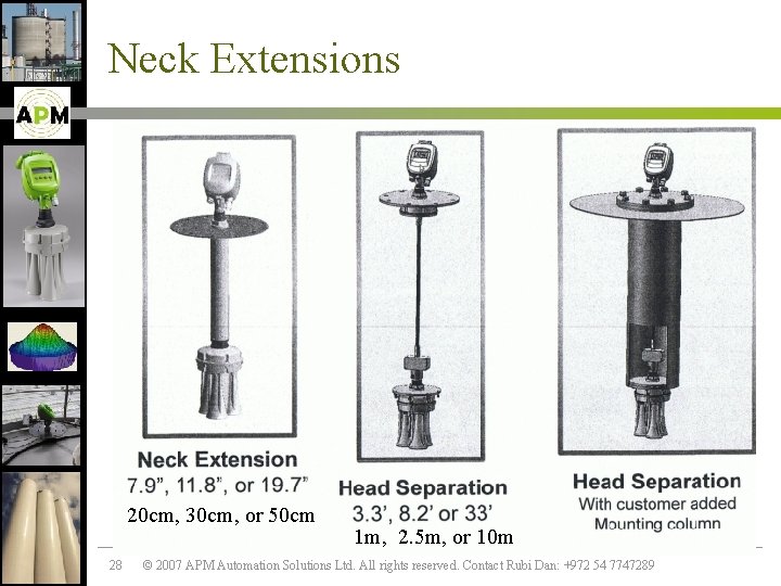 Neck Extensions 20 cm, 30 cm, or 50 cm 28 1 m, 2. 5