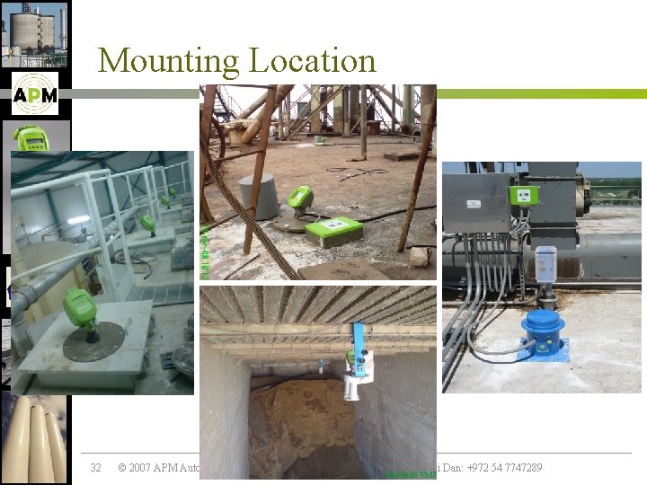 Mounting Location 32 © 2007 APM Automation Solutions Ltd. All rights reserved. Contact Rubi