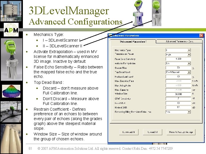 3 DLevel. Manager Advanced Configurations · Mechanics Type: · I – 3 DLevel. Scanner