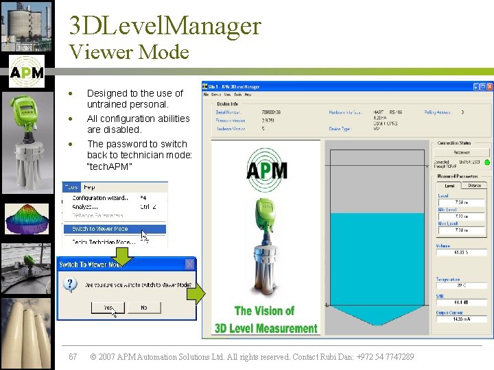 3 DLevel. Manager Viewer Mode · · · 67 Designed to the use of