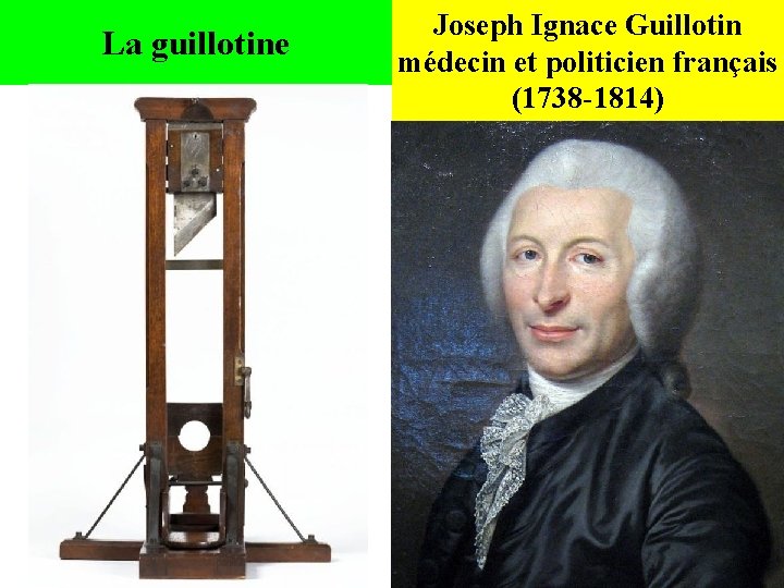 La guillotine Joseph Ignace Guillotin médecin et politicien français (1738 -1814) 