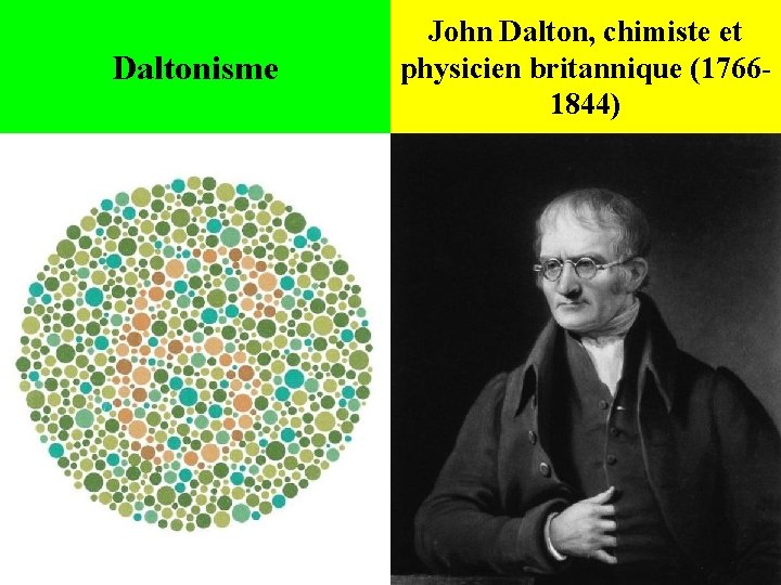 Daltonisme John Dalton, chimiste et physicien britannique (17661844) 