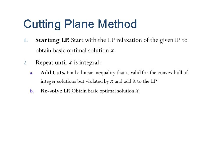 Cutting Plane Method § 