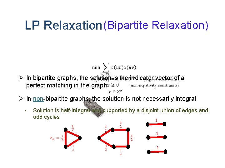 LP Relaxation (Bipartite Relaxation) Ø In bipartite graphs, the solution is the indicator vector