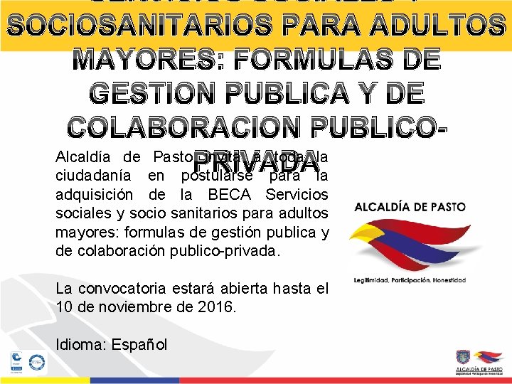 SERVICIOS SOCIALES Y SOCIOSANITARIOS PARA ADULTOS MAYORES: FORMULAS DE GESTION PUBLICA Y DE COLABORACION