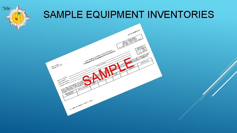 SAMPLE EQUIPMENT INVENTORIES E L P M SA 