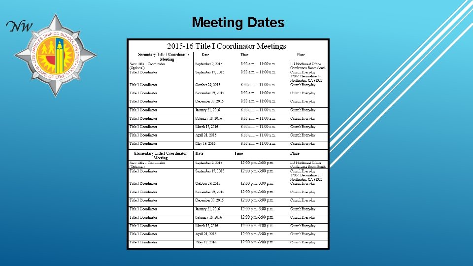 Meeting Dates 