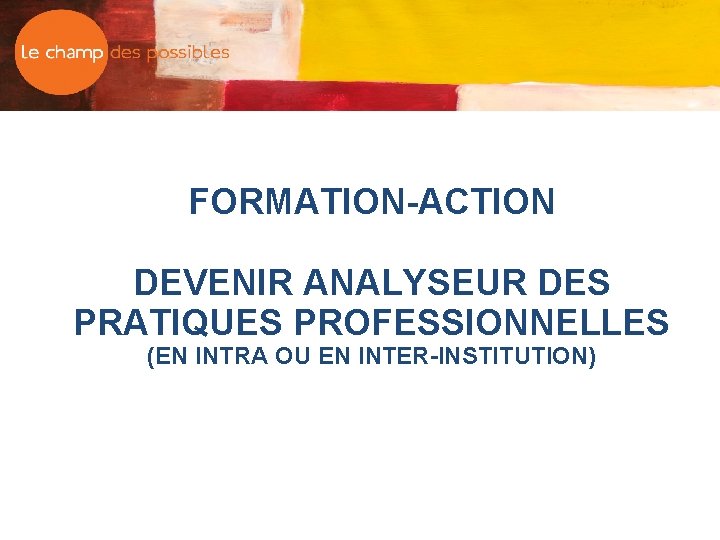 FORMATION-ACTION DEVENIR ANALYSEUR DES PRATIQUES PROFESSIONNELLES (EN INTRA OU EN INTER-INSTITUTION) 