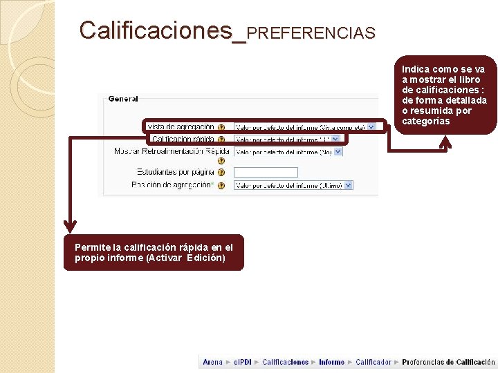 Calificaciones_PREFERENCIAS Indica como se va a mostrar el libro de calificaciones : de forma