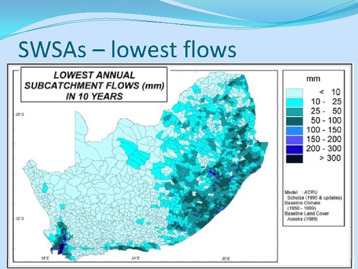 SWSAs – lowest flows 