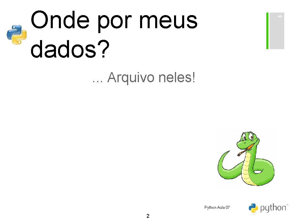 Onde por meus dados? . . . Arquivo neles! Python Aula 07 2 