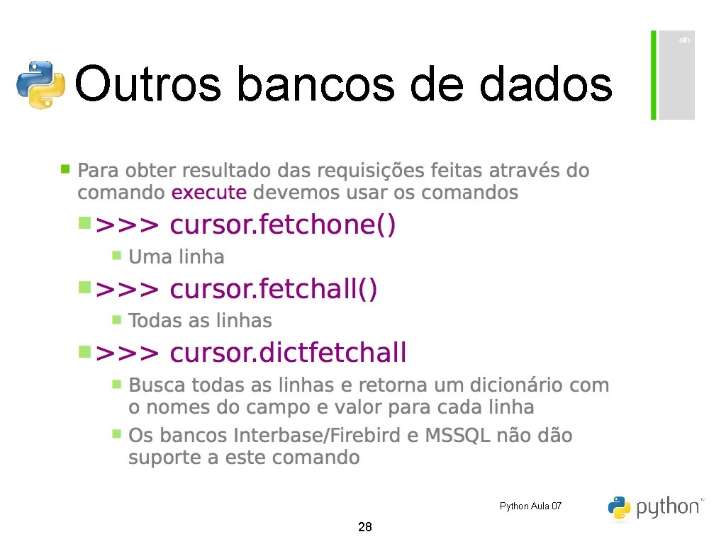 Outros bancos de dados Python Aula 07 28 