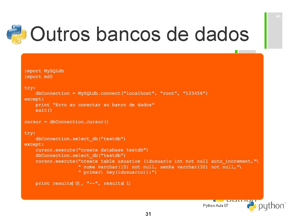 Outros bancos de dados Python Aula 07 31 