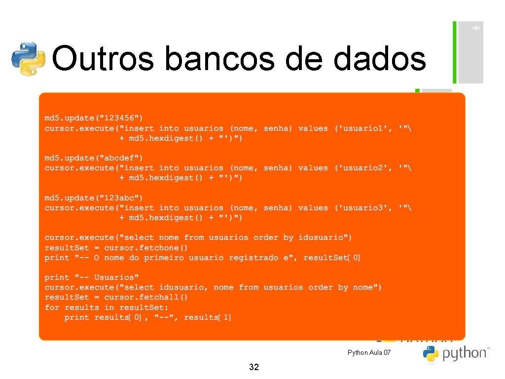 Outros bancos de dados Python Aula 07 32 