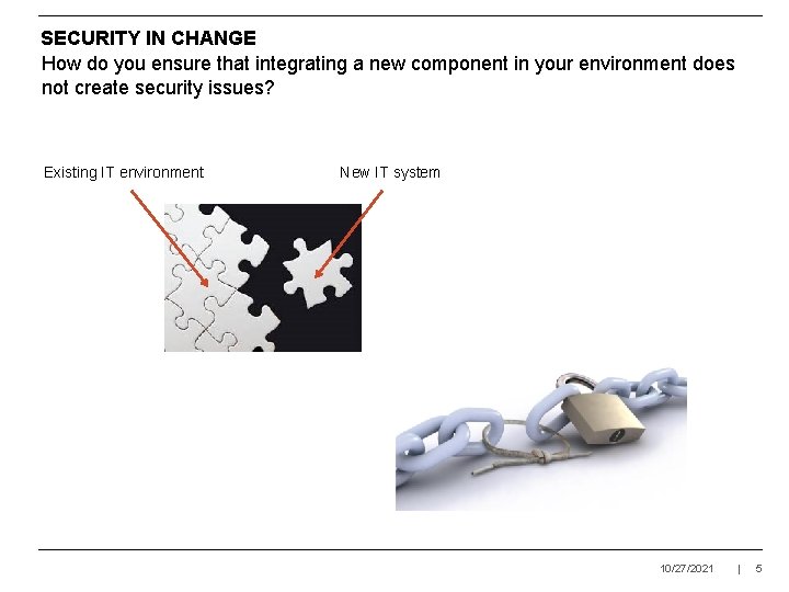 SECURITY IN CHANGE How do you ensure that integrating a new component in your
