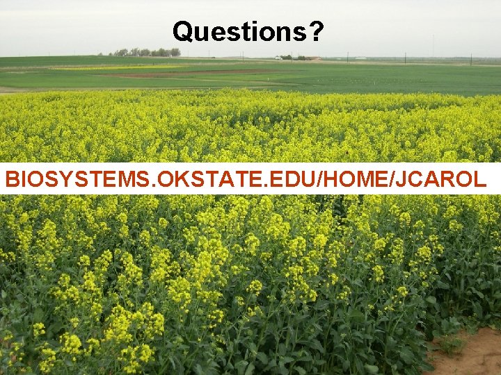 Questions? BIOSYSTEMS. OKSTATE. EDU/HOME/JCAROL 