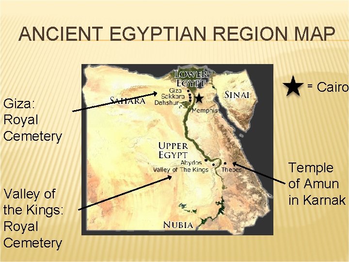 ANCIENT EGYPTIAN REGION MAP = Cairo Giza: Royal Cemetery Valley of the Kings: Royal ANCIENT EGYPTIAN REGION MAP = Cairo Giza: Royal Cemetery Valley of the Kings: Royal