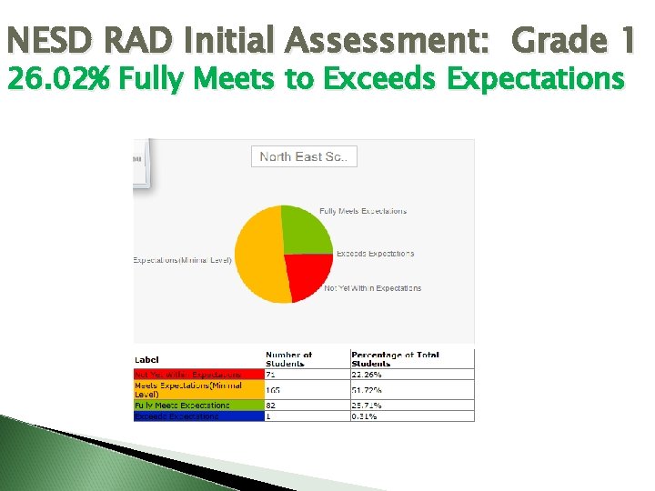NESD RAD Initial Assessment: Grade 1 26. 02% Fully Meets to Exceeds Expectations NESD RAD Initial Assessment: Grade 1 26. 02% Fully Meets to Exceeds Expectations