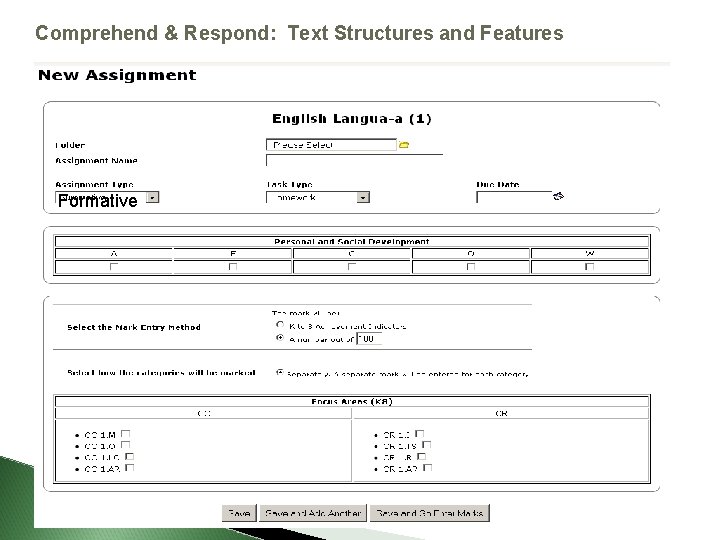 Comprehend & Respond: Text Structures and Features Formative Comprehend & Respond: Text Structures and Features Formative