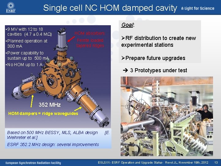 Single cell NC HOM damped cavity • 9 MV with 12 to 18 cavities