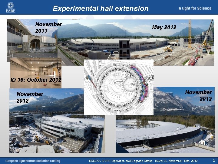 Experimental hall extension November 2011 May 2012 ID 16: October 2012 November 2012 ESLSXX-