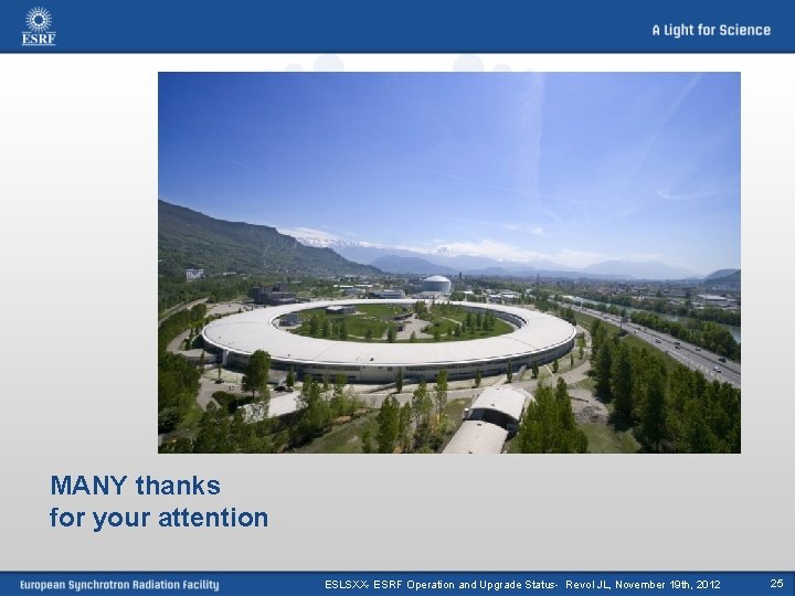 MANY thanks for your attention ESLSXX- ESRF Operation and Upgrade Status- Revol JL, November