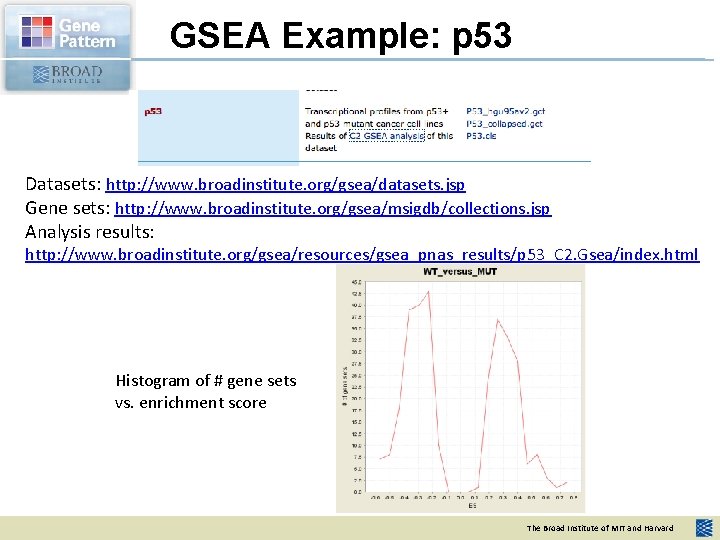 GSEA Example: p 53 Datasets: http: //www. broadinstitute. org/gsea/datasets. jsp Gene sets: http: //www.