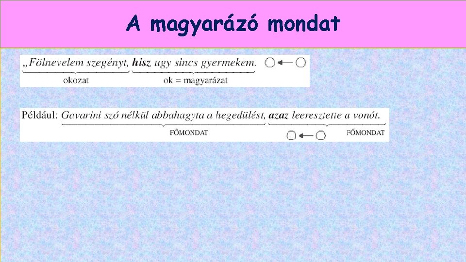 A magyarázó mondat 