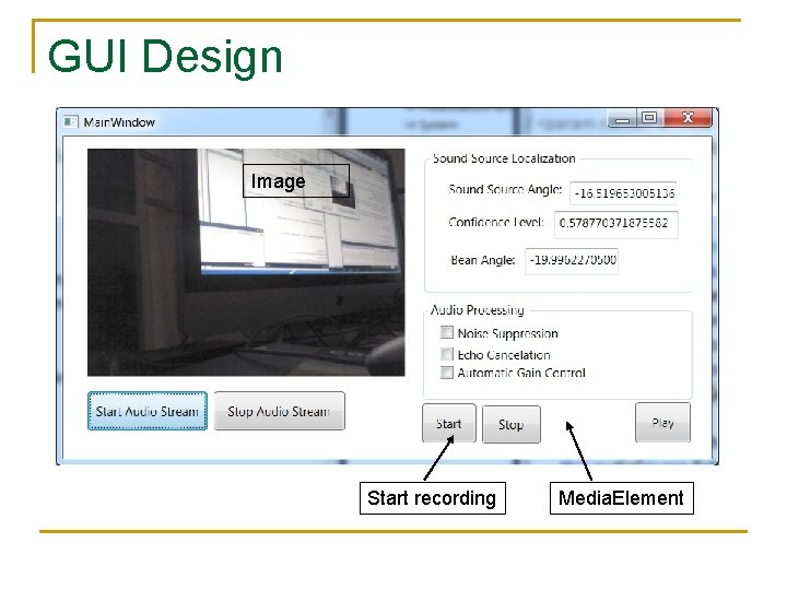 GUI Design Image Start recording Media. Element 