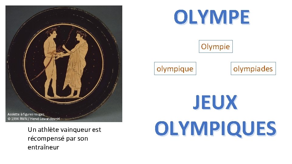 OLYMPE Olympie olympique Assiette à figures rouges, © 1994 RMN / Hervé Lewandowski Un