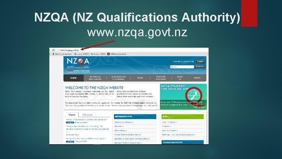 NZQA (NZ Qualifications Authority) www. nzqa. govt. nz 