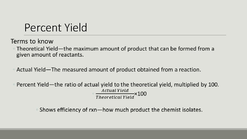 Percent Yield 